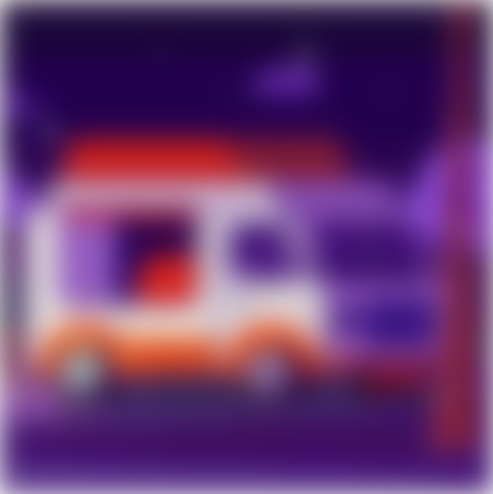 Размытый фургон на тёмно-фиолетовом фоне